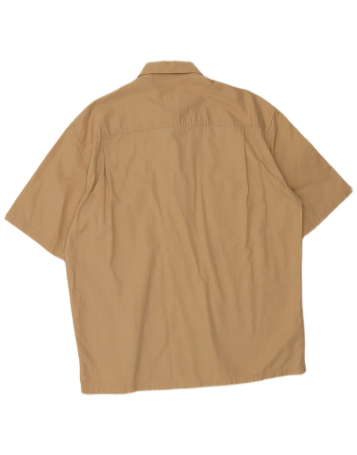 Trussardi Mens Short Sleeve Shirt Medium Beige Cotton