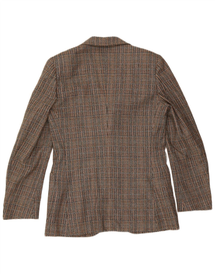 Vintage Mens 3 Button Blazer Jacket IT 46 Small Brown Houndstooth