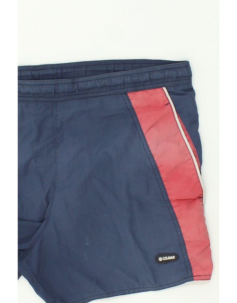 COLMAR Mens Graphic Sport Shorts IT 48 Medium Navy Blue Colourblock | Vintage Colmar | Thrift | Second-Hand Colmar | Used Clothing | Messina Hembry 