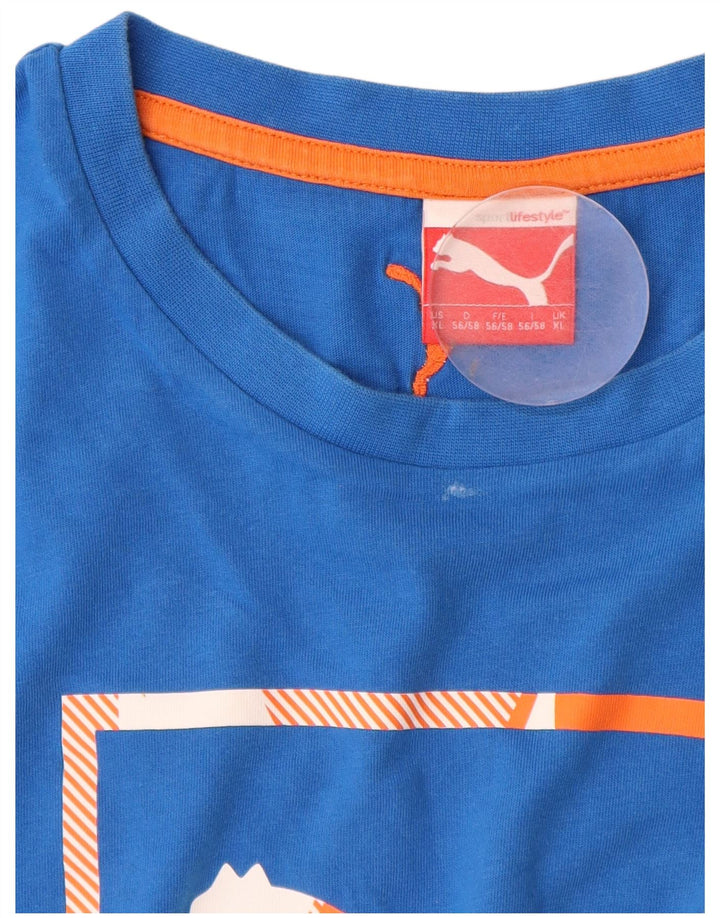 Puma Mens Graphic T-Shirt Top XL Blue Cotton