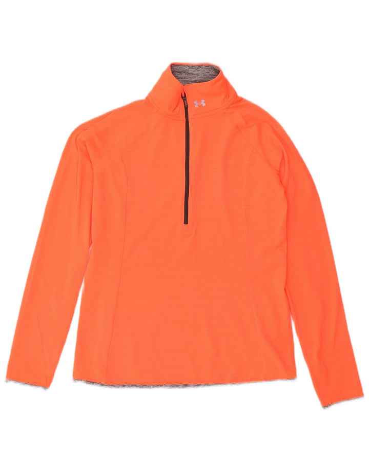 UNDER ARMOUR Womens Heat Gear Pullover Tracksuit Top UK 10 Small Orange