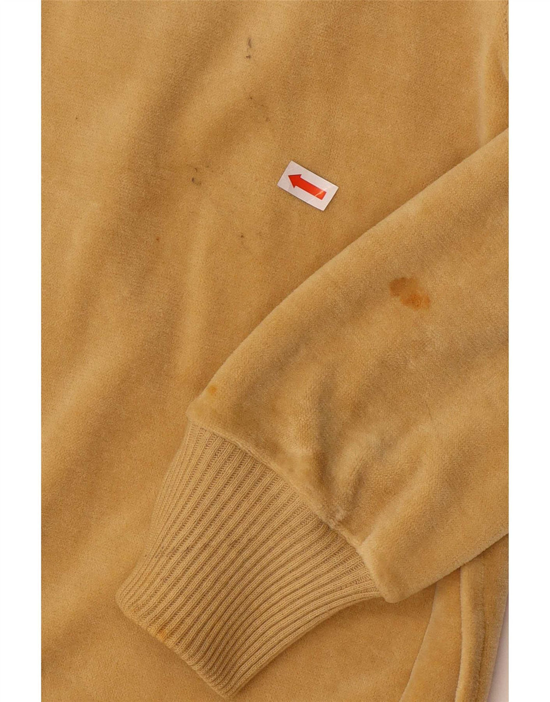 Vintage Mens Velvet Tracksuit Top Jacket IT 50 Medium Yellow Cotton