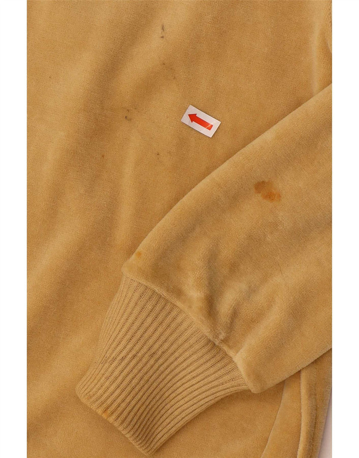 Vintage Mens Velvet Tracksuit Top Jacket IT 50 Medium Yellow Cotton