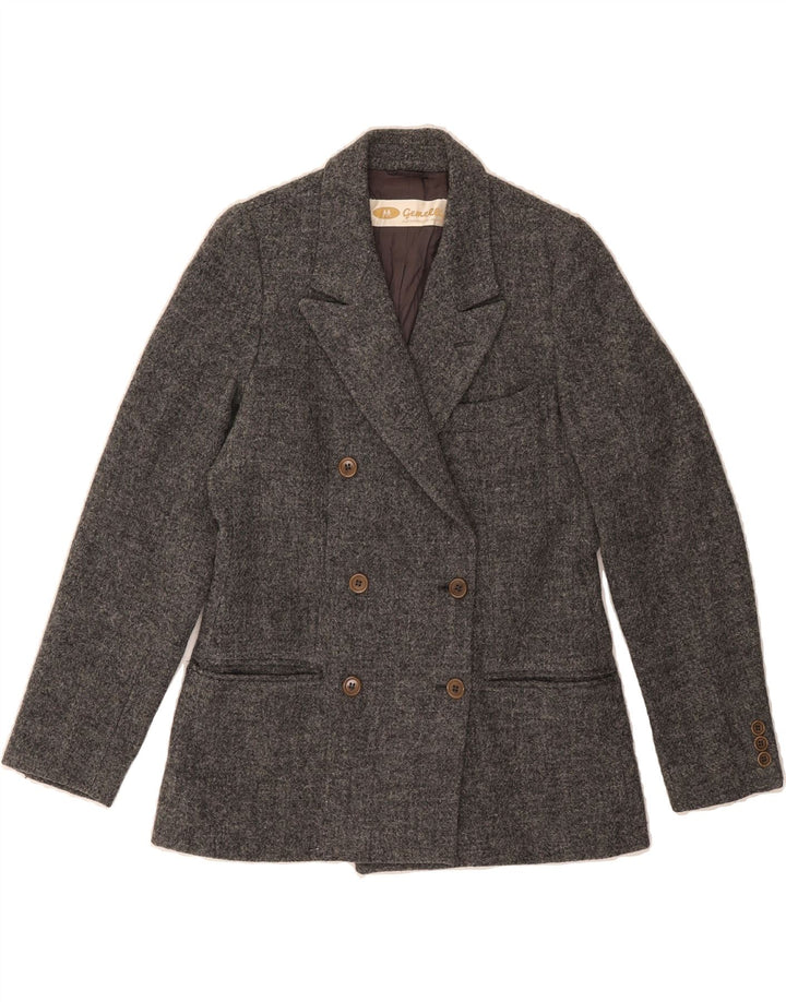 GEMELLI Womens Double Breasted Blazer Jacket UK 10 Small Grey Vintage Gemelli and Second-Hand Gemelli from Messina Hembry 