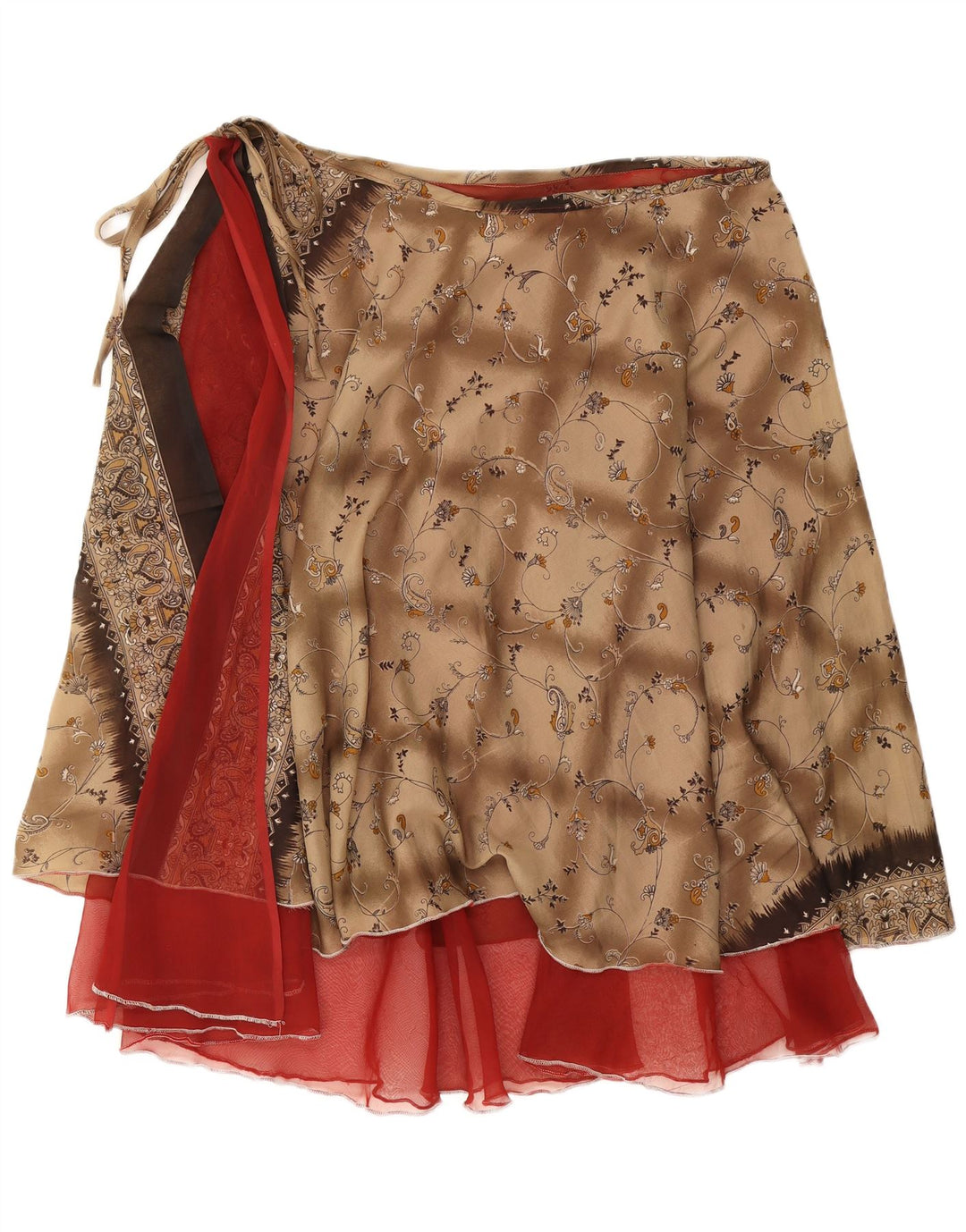 Vintage Womens Wrap Skirt W38 2XL Brown Floral