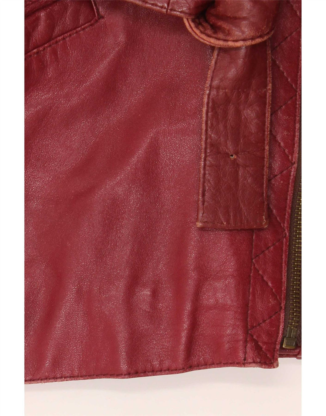 Vintage Womens Oversized Leather Biker Jacket EU 38 Medium Burgundy