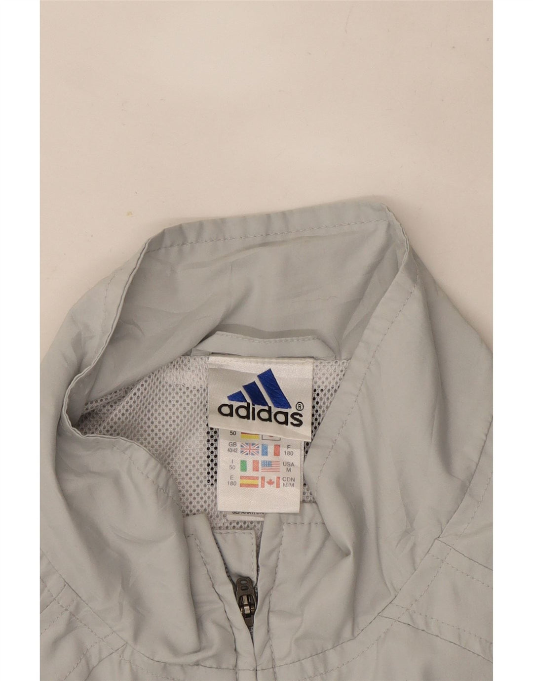 Adidas Mens Tracksuit Top Jacket UK 40/42 Medium Grey Colourblock Polyester