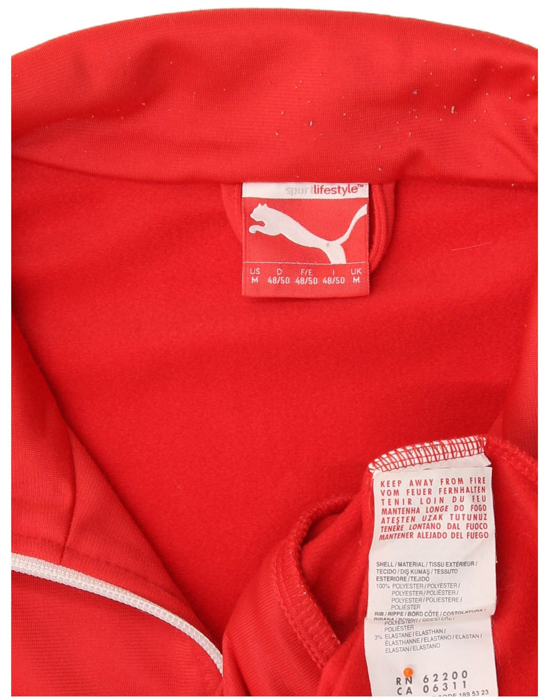 PUMA Mens Tracksuit Top Jacket Medium Red Colourblock Polyester