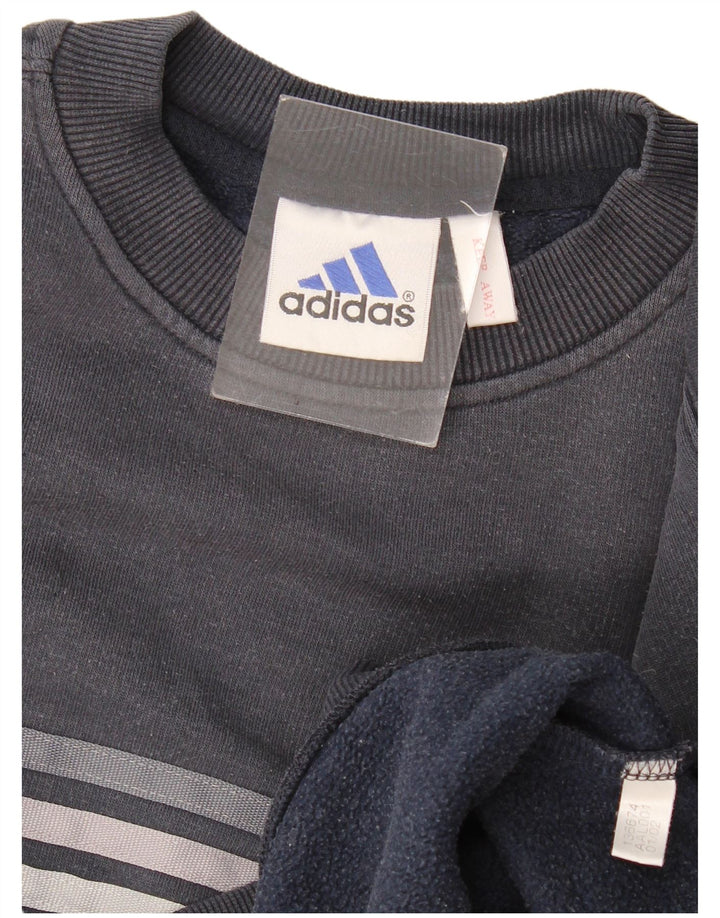 Adidas Womens Sweatshirt Jumper UK 14 Medium Navy Blue Striped