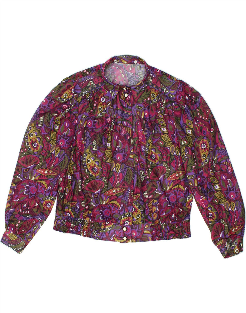 VINTAGE Womens Shirt Blouse UK 14 Large Multicoloured Floral Polyester Vintage Vintage and Second-Hand Vintage from Messina Hembry 