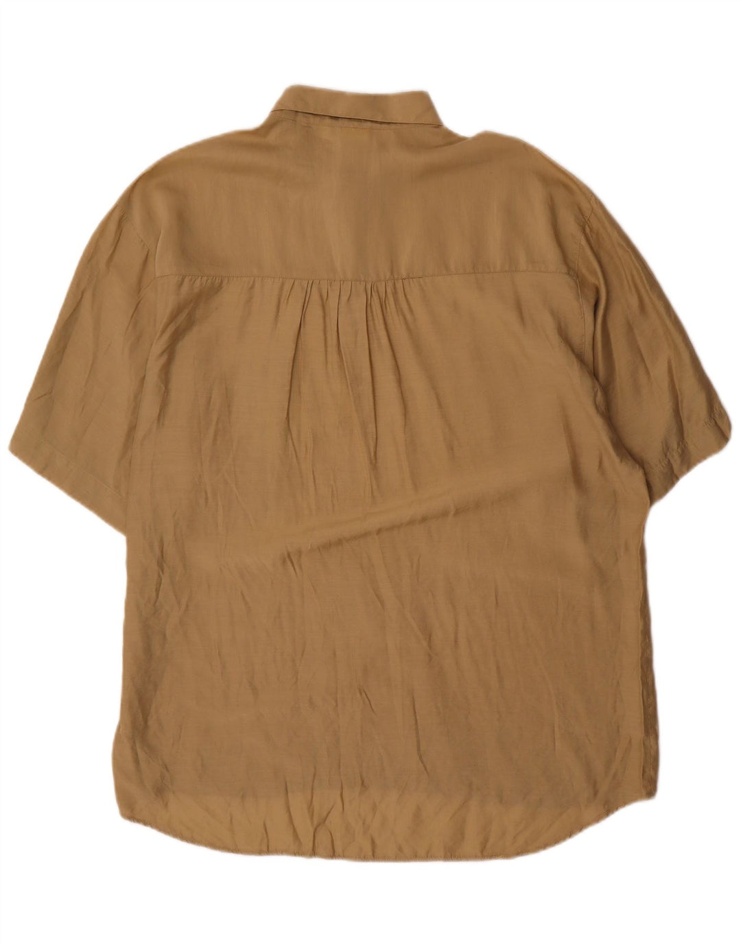 Vintage Mens Short Sleeve Pullover Shirt Large Beige Cotton