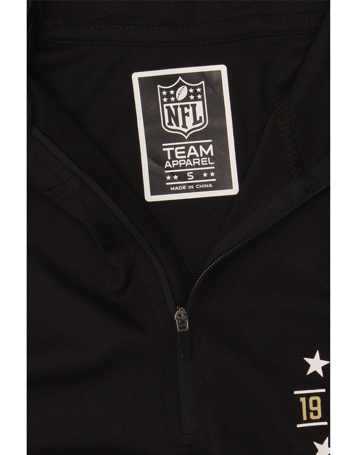 NFL TEAM APPAREL Mens Graphic Zip Neck Pullover Tracksuit Top Small Black Vintage NFL TEAM APPAREL and Second-Hand NFL TEAM APPAREL from Messina Hembry 