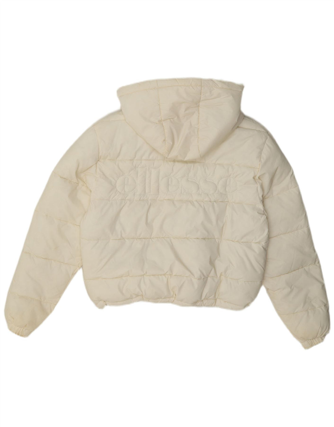 Ellesse Womens Hooded Oversized Padded Jacket UK 8 Small Off White