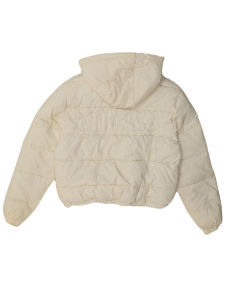 Ellesse Womens Hooded Oversized Padded Jacket UK 8 Small Off White