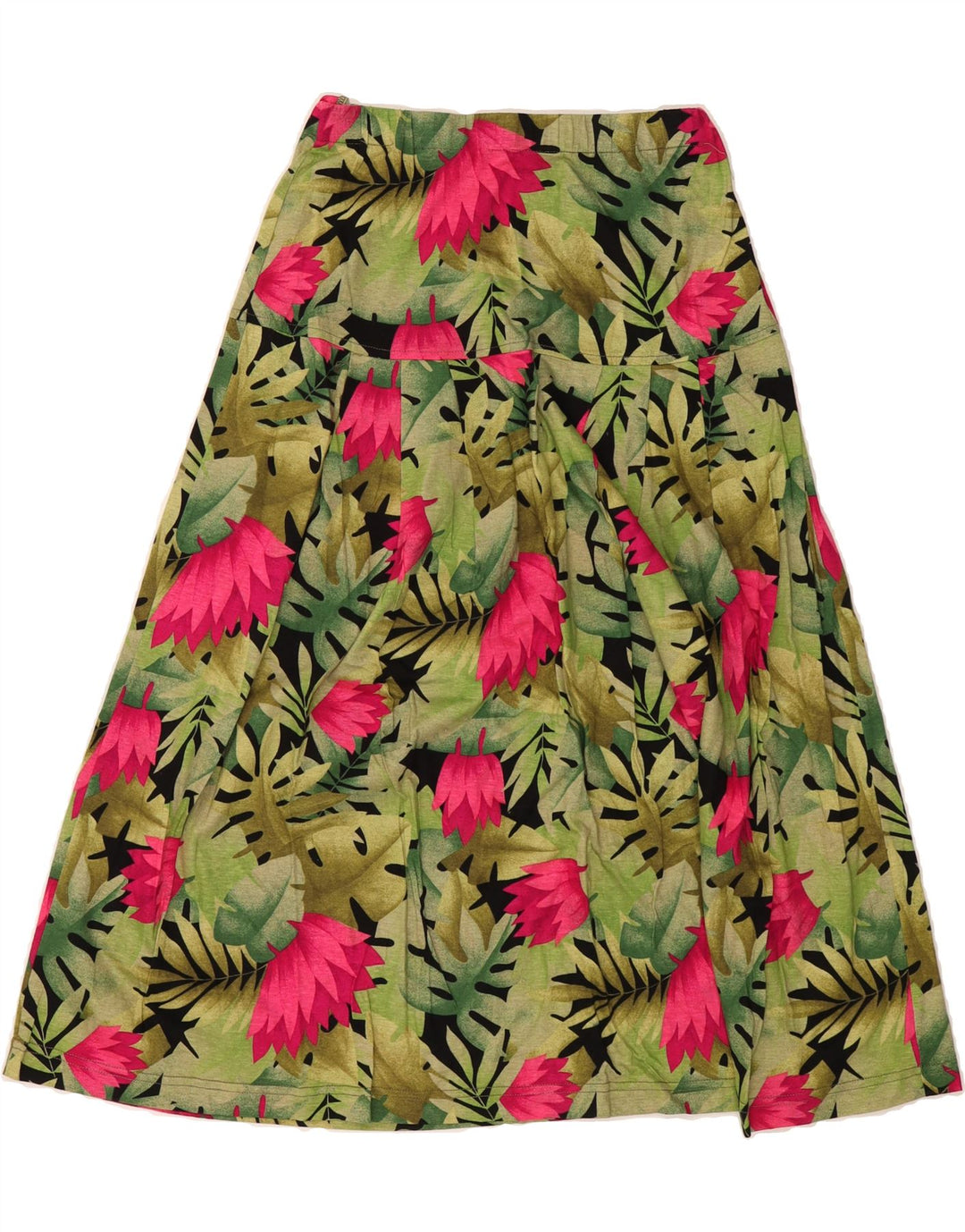 VINTAGE Womens A-Line Skirt W30 Medium Green Floral Vintage Vintage and Second-Hand Vintage from Messina Hembry 