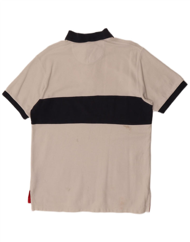 Hackett Mens Rugby Polo Shirt Medium White Colourblock Cotton