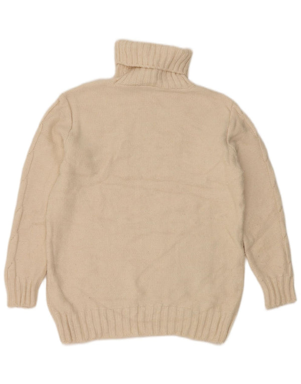 Marks & Spencer Womens Loose Fit Roll Neck Jumper Sweater UK 6 XS Off White