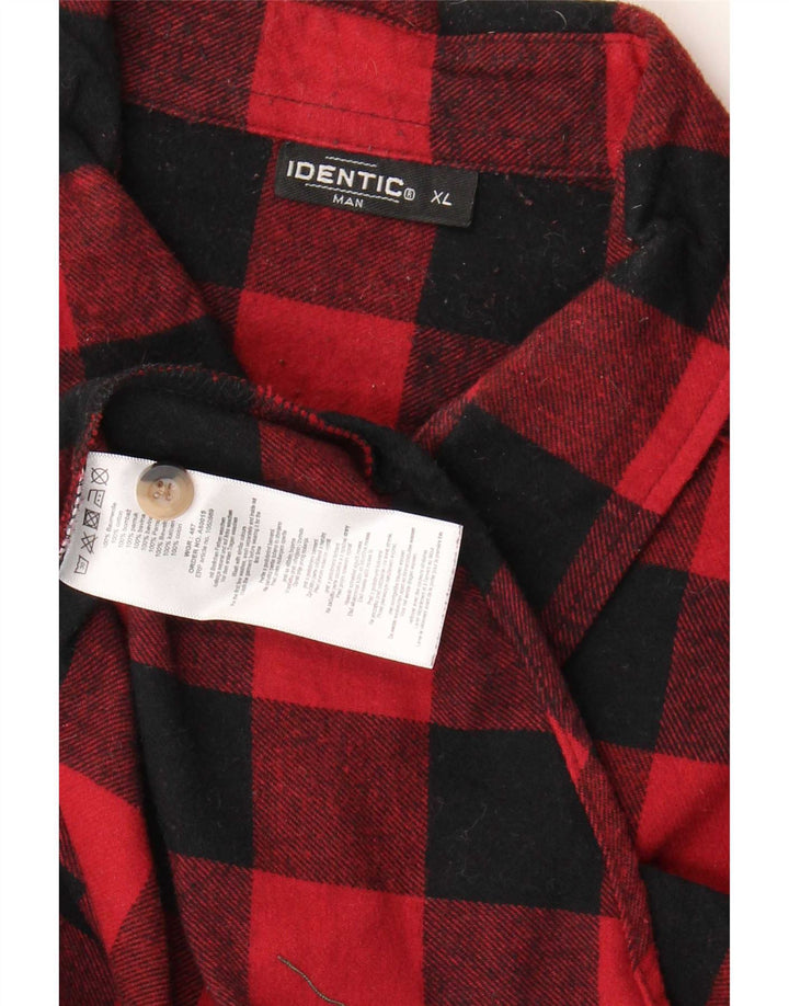 Identic Mens Flannel Shirt XL Red Gingham Cotton