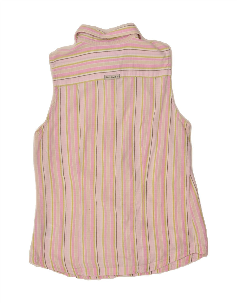 COLUMBIA Womens Sleeveless Shirt Blouse UK 8 Small Pink Striped Cotton | Vintage Columbia | Thrift | Second-Hand Columbia | Used Clothing | Messina Hembry 