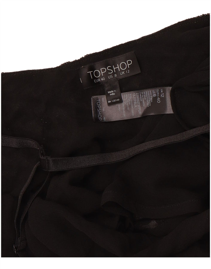 Topshop Womens Sleeveless Blouse Top UK 12 Medium Black Polyester