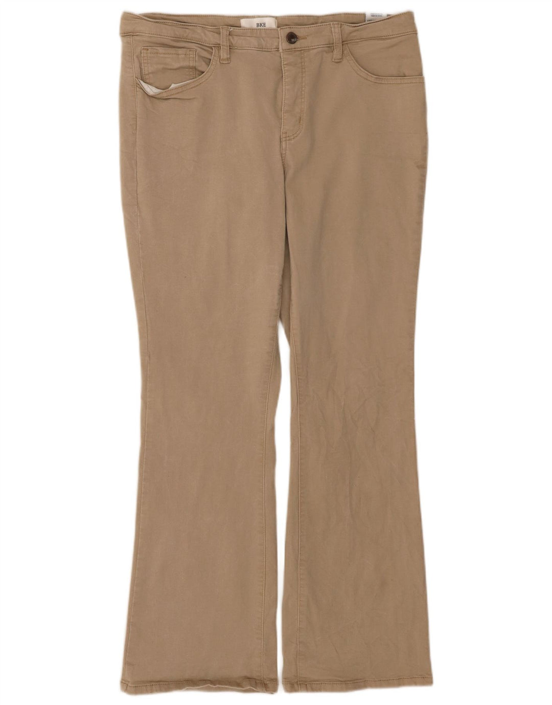 BKE Womens Bootcut Casual Trousers W33 L31 Beige Cotton