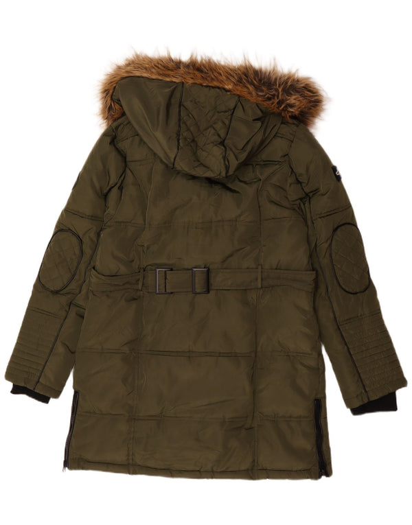 Norway Womens Hooded Padded Jacket UK 16 Large  Khaki Polyester