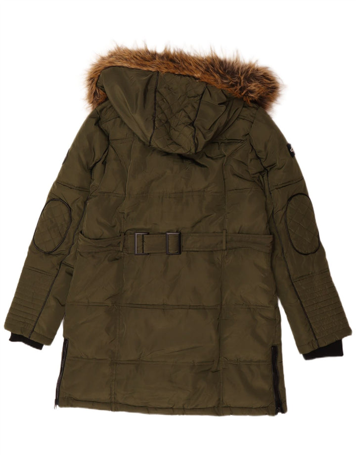 Norway Womens Hooded Padded Jacket UK 16 Large  Khaki Polyester