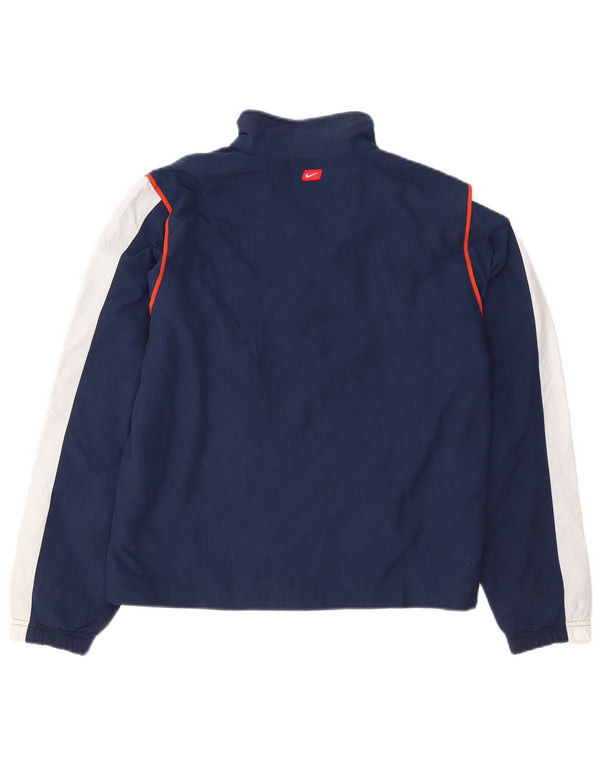 NIKE Boys Tracksuit Top Jacket 13-14 Years XL Navy Blue Colourblock