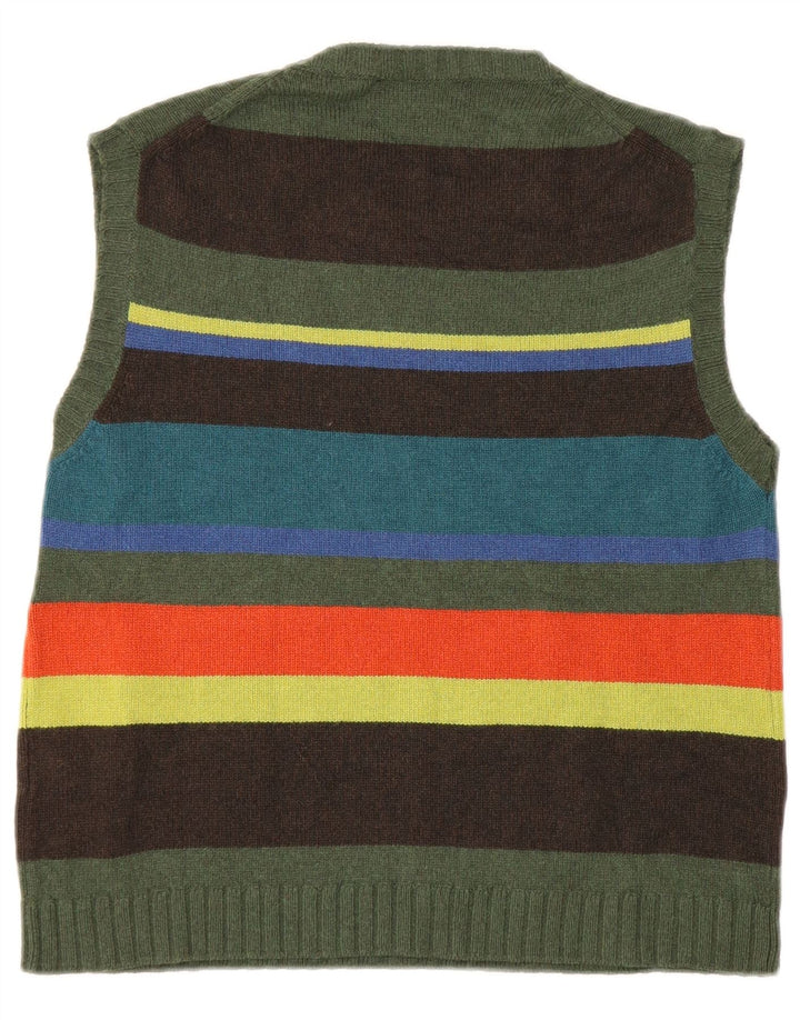 Gallo Womens Vest Tank Top UK 8 Small Green Striped Wool