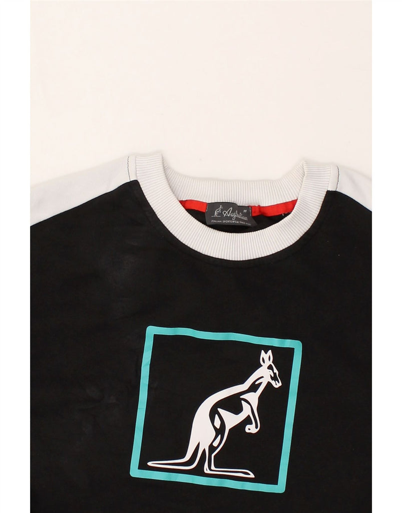 AUSTRALIAN L'ALPINA Mens Graphic Sweatshirt Jumper Medium Black | Vintage AUSTRALIAN L'ALPINA | Thrift | Second-Hand AUSTRALIAN L'ALPINA | Used Clothing | Messina Hembry 