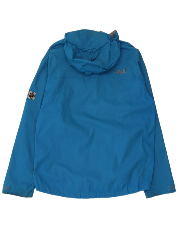 JACK WOLFSKIN Mens Hooded Rain Jacket UK 40 Large Blue Polyamide