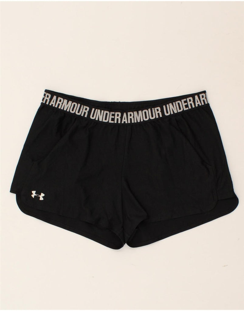 UNDER ARMOUR Womens Graphic Sport Shorts UK 14 Large Black | Vintage Under Armour | Thrift | Second-Hand Under Armour | Used Clothing | Messina Hembry 