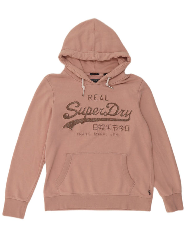 Superdry Womens Graphic Classic Fit Hoodie Jumper UK 16 Large Pink Cotton