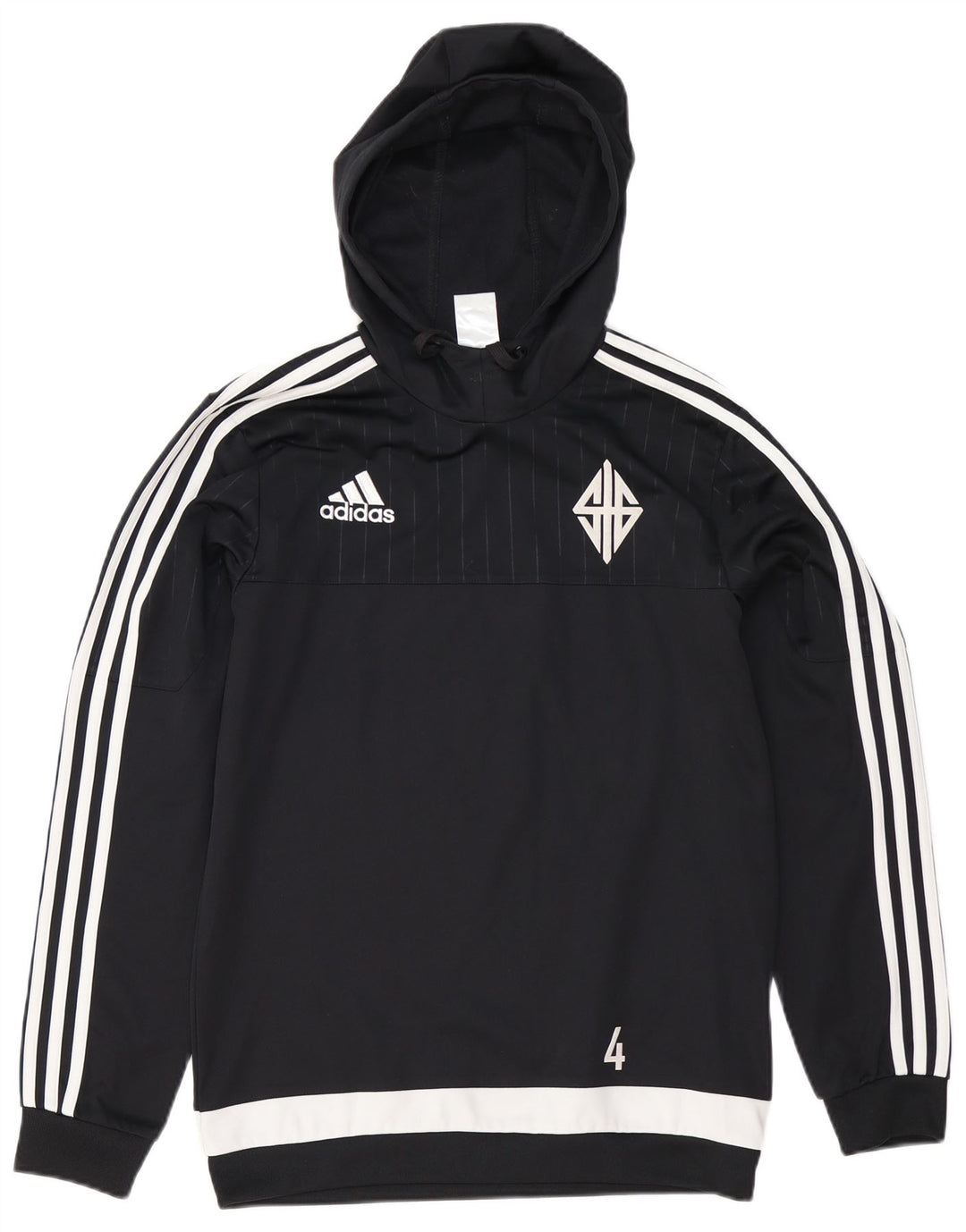 Adidas Mens Graphic Hoodie Jumper Small Black Colourblock Polyester