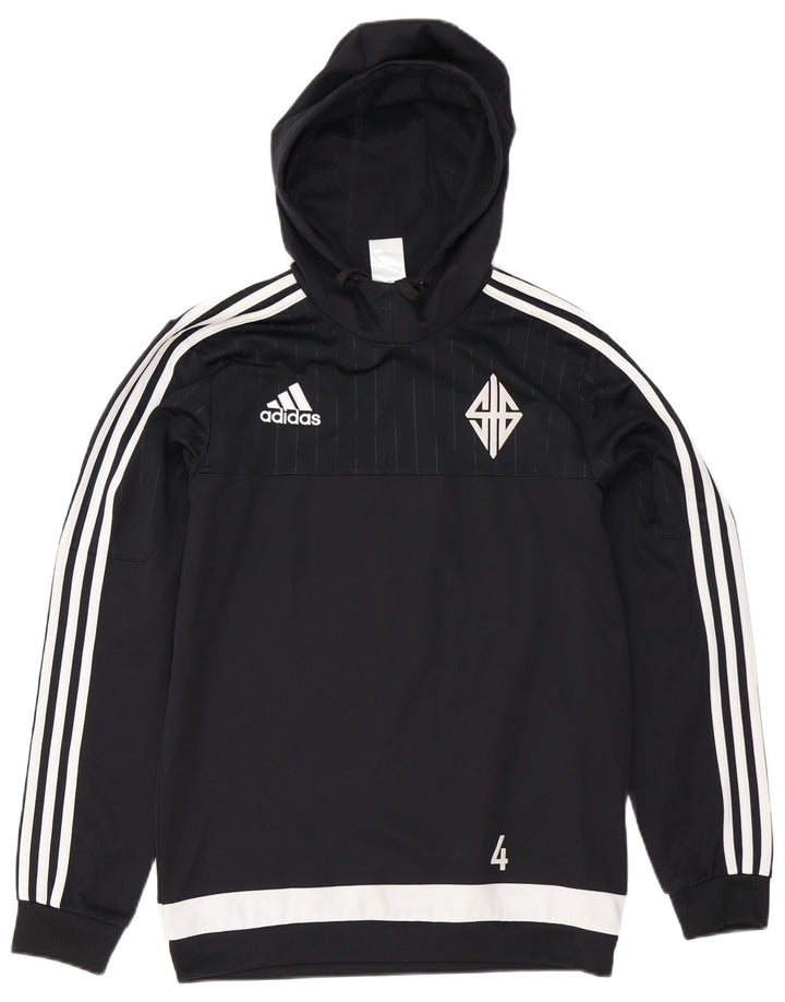 Adidas Mens Graphic Hoodie Jumper Small Black Colourblock Polyester