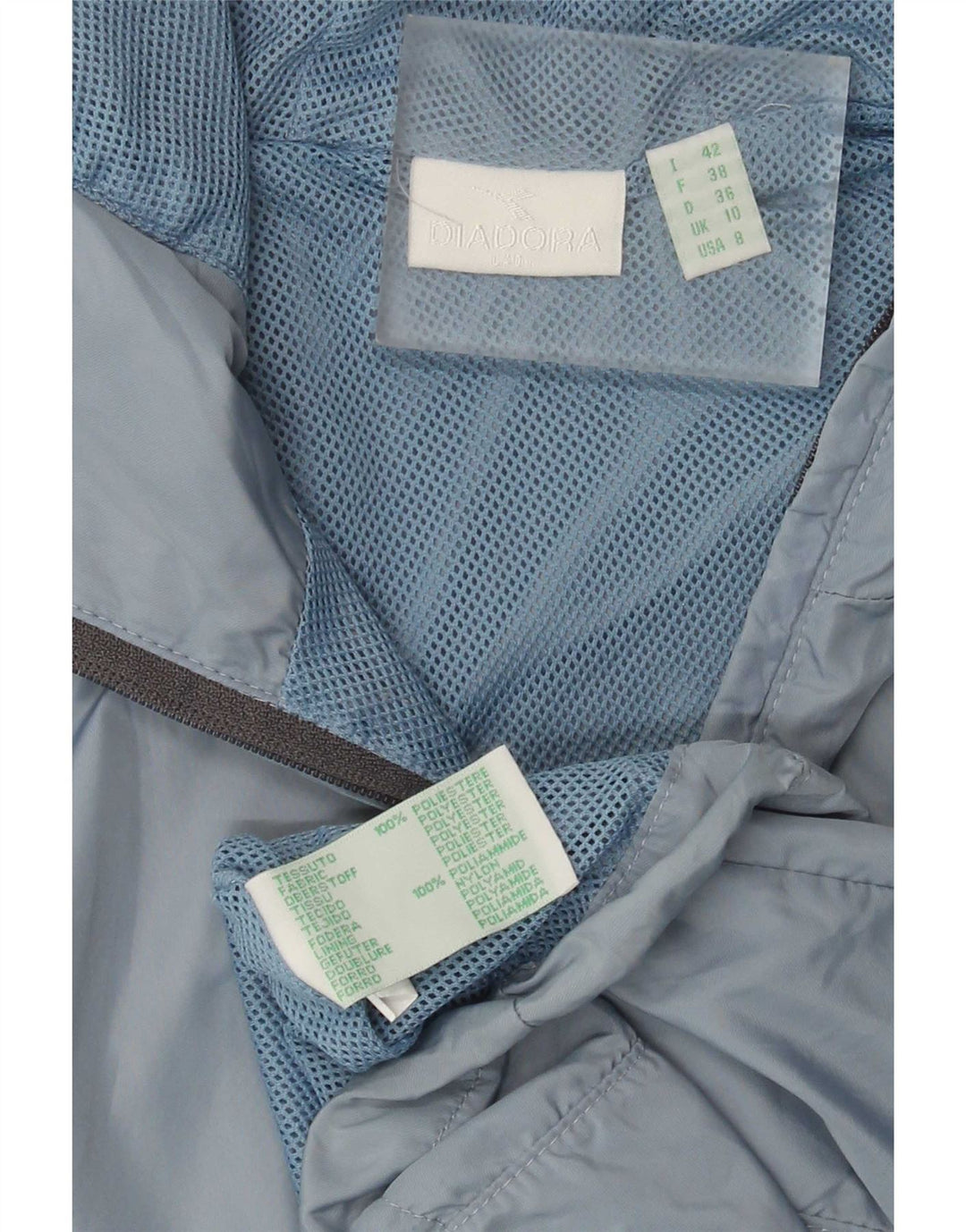 Diadora Womens Oversized Hooded Tracksuit Top Jacket UK 10 Small Blue