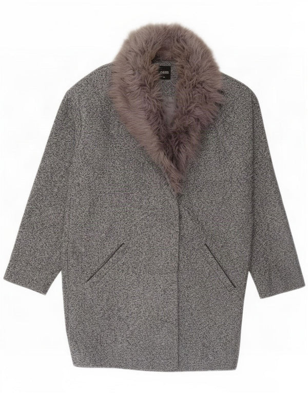 Oasis Womens Oversized Overcoat UK 6 XS Navy Blue Flecked