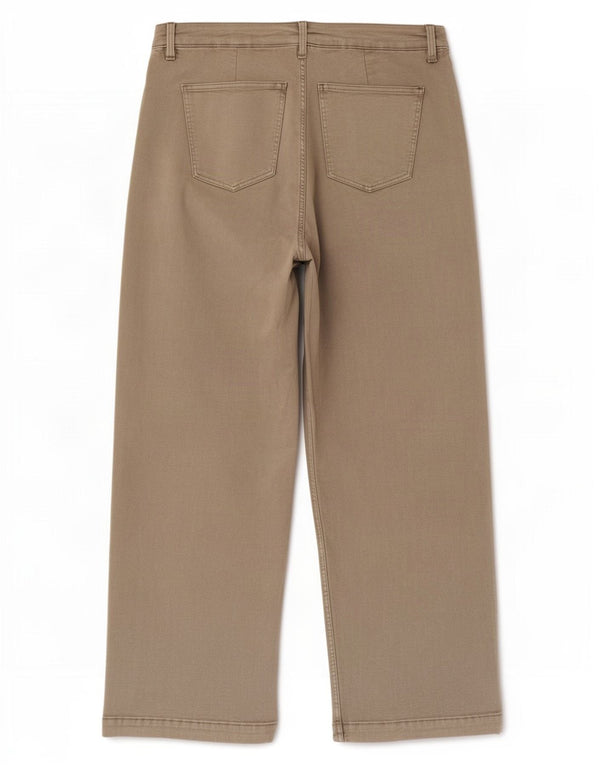 Marks & Spencer Womens High Rise Wide Leg Jeans UK 18 XL W40 L32 Khaki