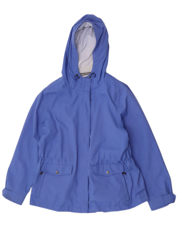 Crew Clothing Womens Hooded Rain Jacket UK 16 Large Blue Polyester
