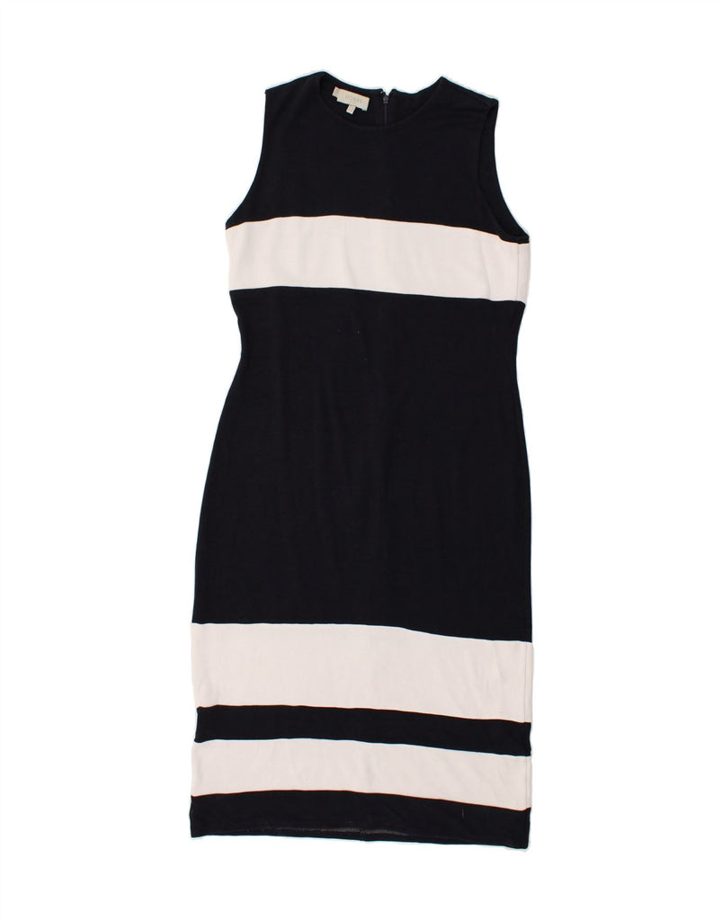 HOBBS Womens Sleeveless Sheath Dress UK 14 Large Black Striped Viscose | Vintage Hobbs | Thrift | Second-Hand Hobbs | Used Clothing | Messina Hembry 
