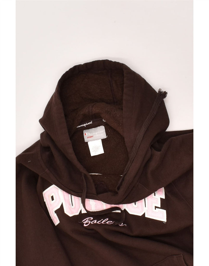 CHAMPION Womens Graphic Hoodie Jumper UK 10 Small Brown Cotton | Vintage Champion | Thrift | Second-Hand Champion | Used Clothing | Messina Hembry 