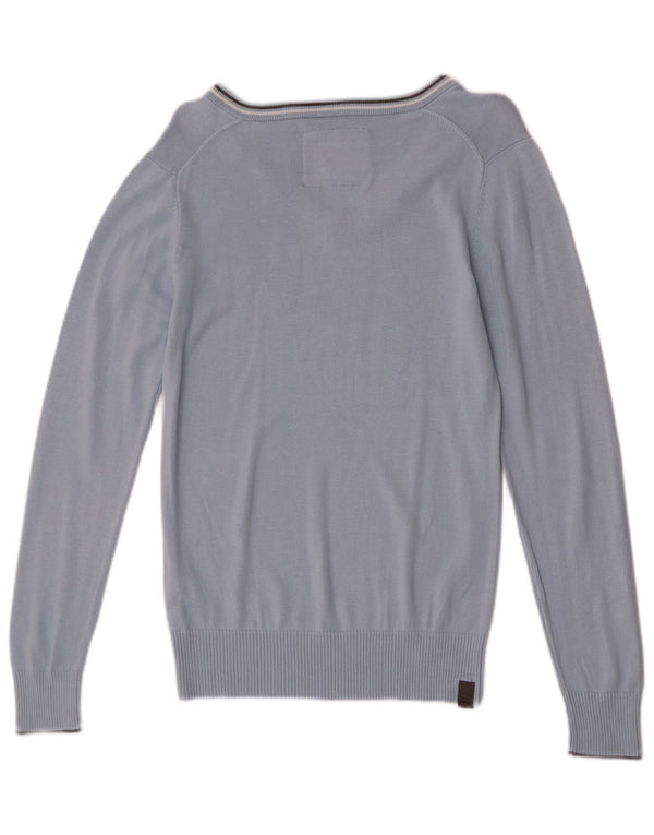 G-Star Mens V-Neck Jumper Sweater Medium Blue Cotton