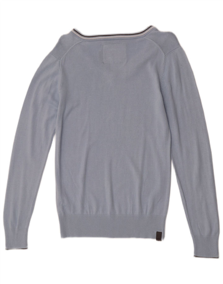 G-Star Mens V-Neck Jumper Sweater Medium Blue Cotton