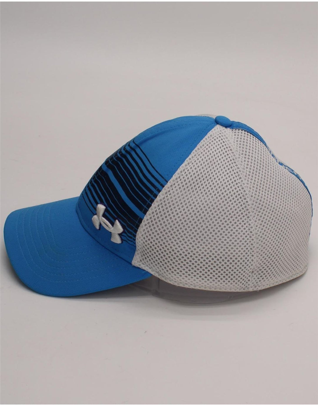 UNDER ARMOUR Mens Graphic Baseball Cap Large/XL Blue Colourblock Polyester Vintage Under Armour and Second-Hand Under Armour from Messina Hembry 