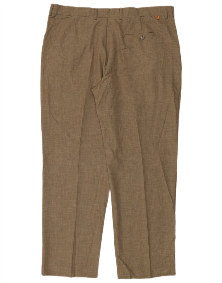 Farah Mens Tapered Casual Trousers W40 L31 Brown Polyester