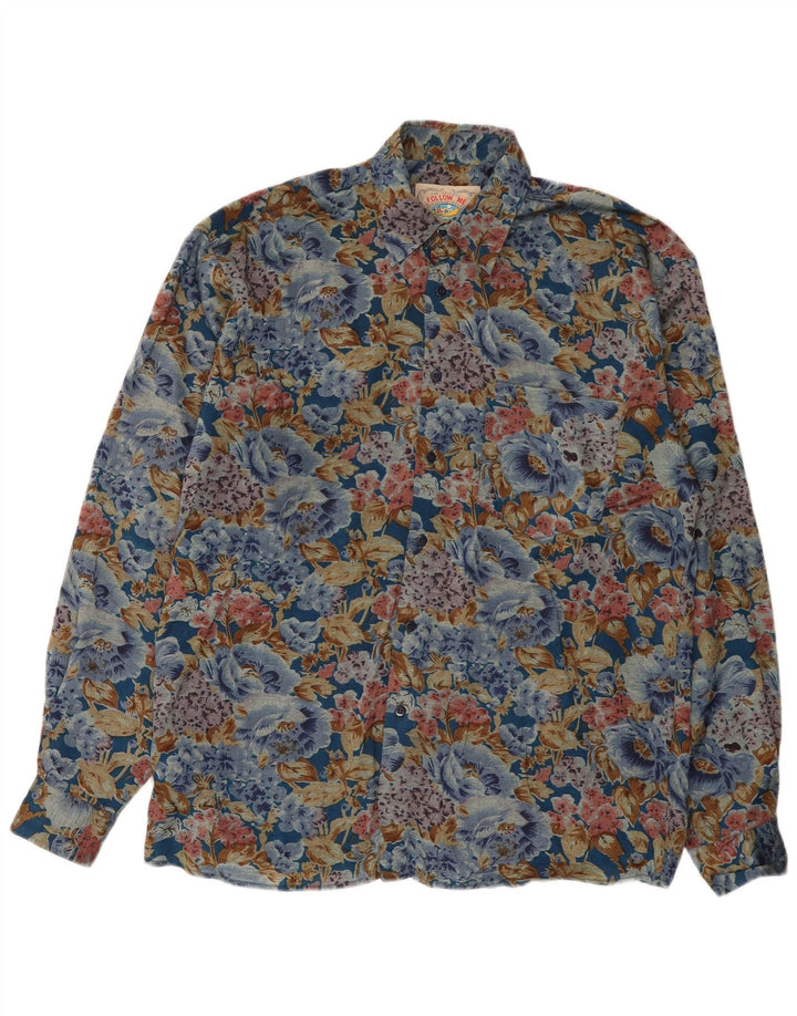 Vintage Mens Loose Fit Shirt Small Multicoloured Floral Viscose