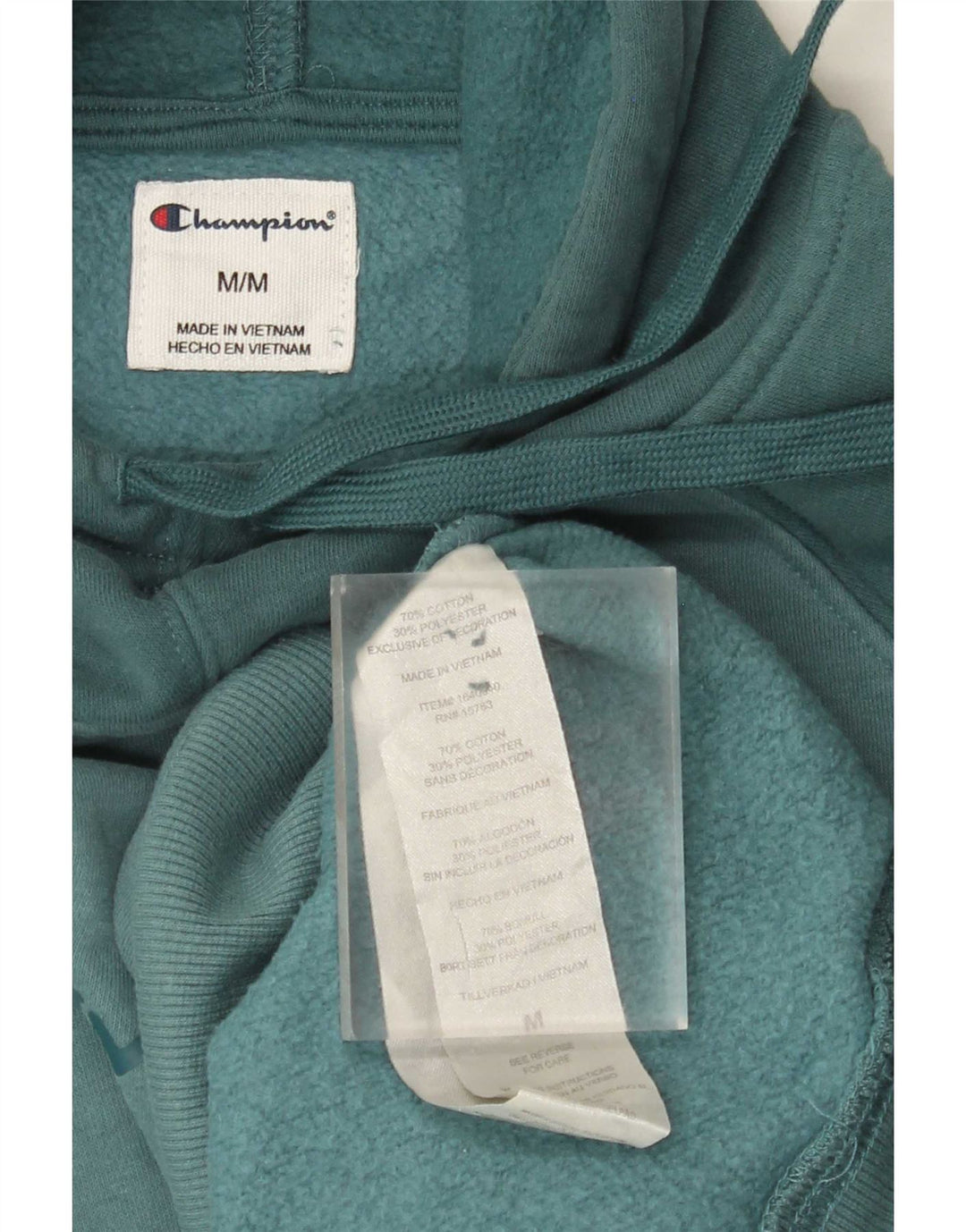 Champion Mens Graphic Hoodie Jumper Medium Blue Colourblock Cotton