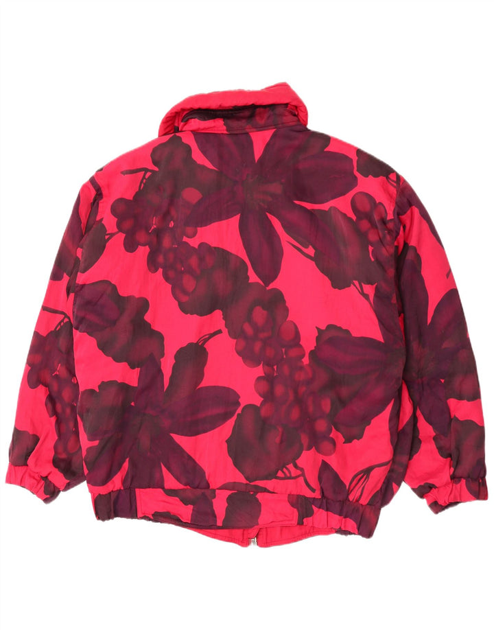 Belfe & Belfe Womens Oversized Ski Jacket UK 16 Large Pink Floral Nylon