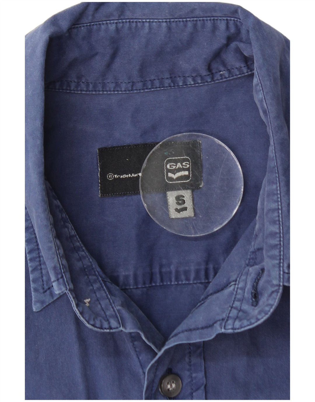 Gas Mens Shirt Small Navy Blue Cotton