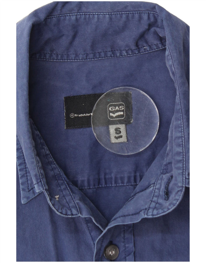 Gas Mens Shirt Small Navy Blue Cotton